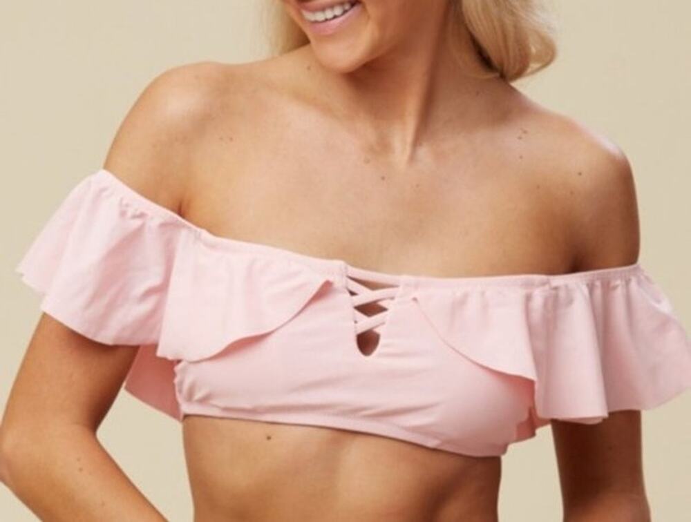 Altar'd State Swim Soft Pink Ruffle Off Shoulder Bikini Top - Large - NWT